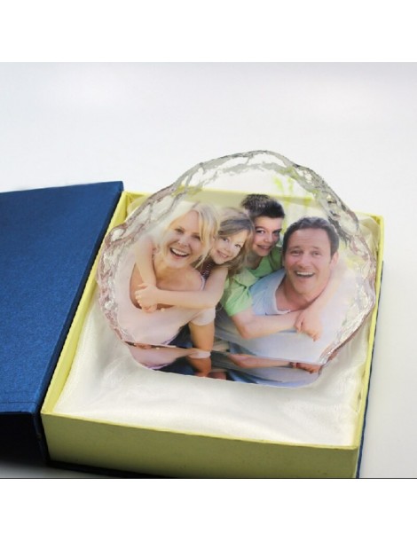 Bloc en cristal gravé avec la photo de votre choix dans sa boîte cadeau