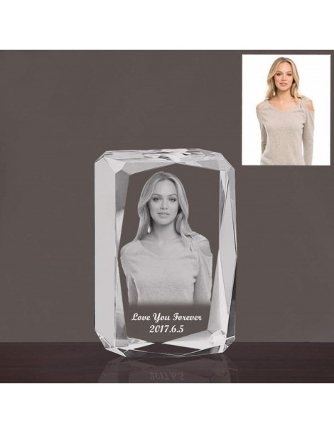Bloc rectangle en cristal personnalisé avec la gravure d'une photo