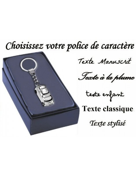 Style de gravure de texte sur votre porte clé voiture personnalisé