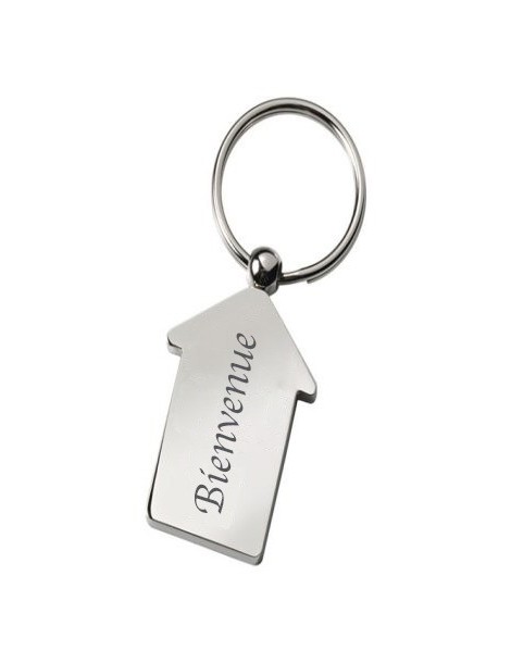 Porte clés maisonnette personnalisé avec la gravure d'un texte, d'un prénom ou d'une date