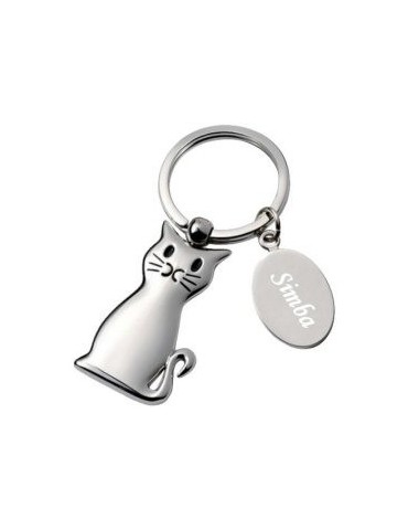 Porte clés chat personnalisé avec une gravure